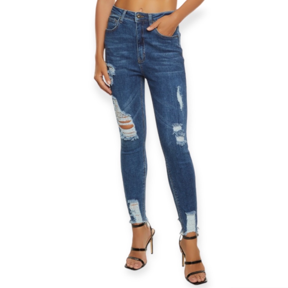 26. 2xHOST PICK! WAX Women’s High Waisted Skinny Distressed Denim Jeans Size 0
